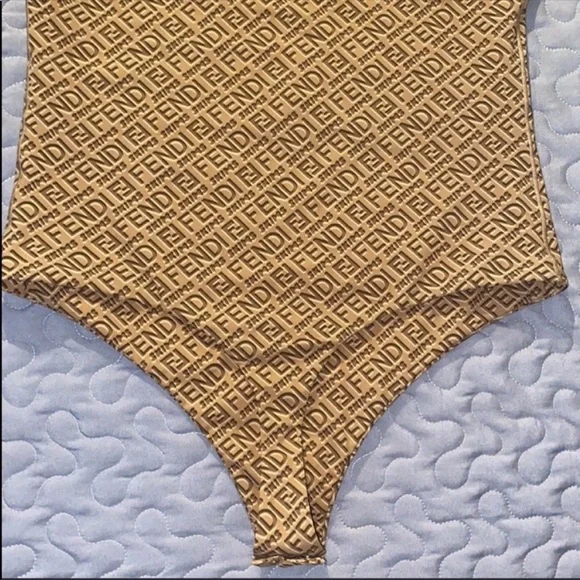 FENDI x SKIMS HIGH NECK BODYSUIT 2XL IN CALIFORNIA (TAN) - Picture 9 of 13
